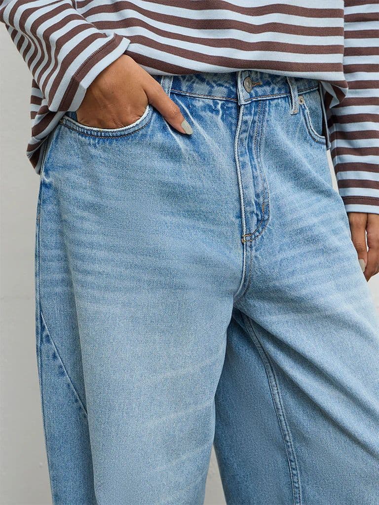 Nuon Light Blue Washed High-Rise Jeans — photo 3