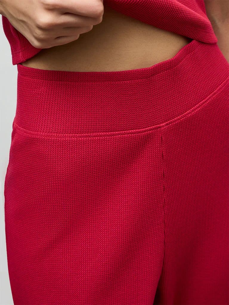 Superstar Red Waffle-Textured High-Rise Pants — photo 3