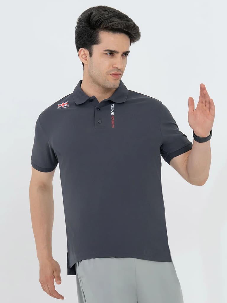 T Shirts for Men in Dark Grey| Polyester Polo T Shirt — S / Dark Grey