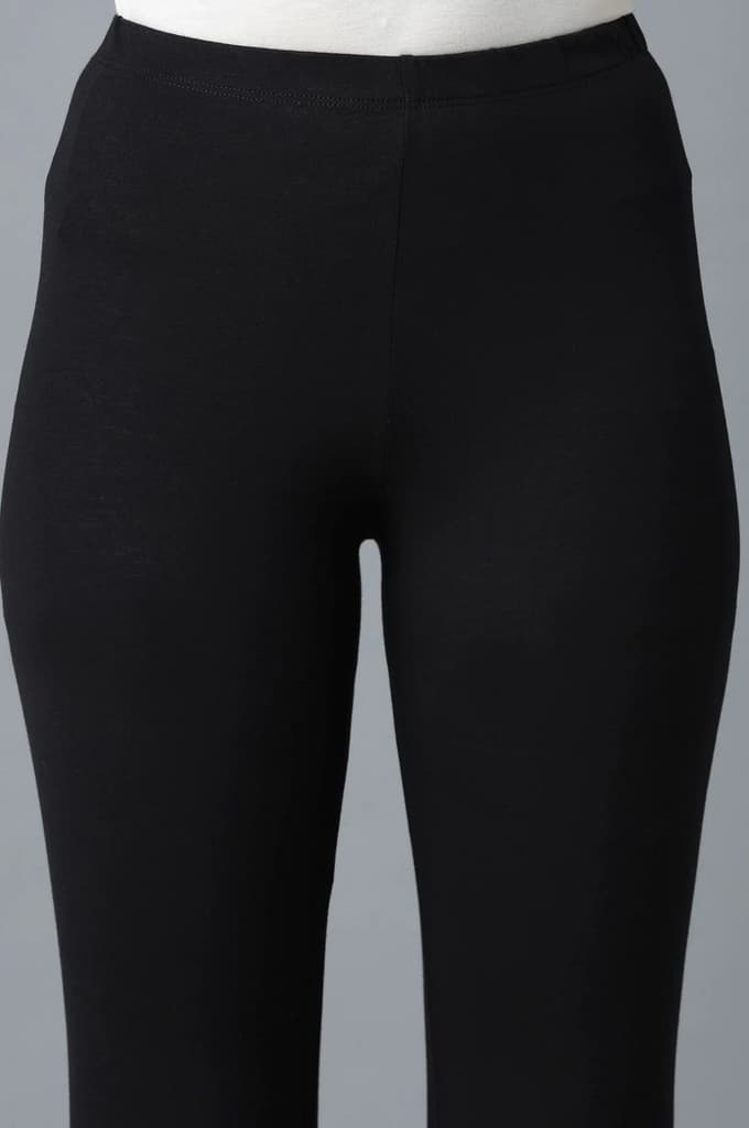 Elleven Women's Black Solid Cotton Lycra Skinny Fit Ankle Length High Rise Leggings — photo 6
