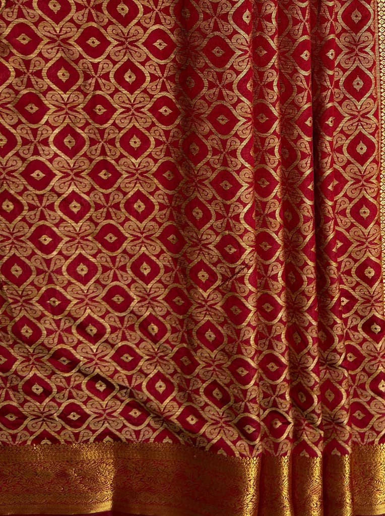MIMOSA Women's Woven Design Banarasi Style Raw Silk Saree with Blouse Piece - Maroon ( SA00003131MRFREE ) — photo 6