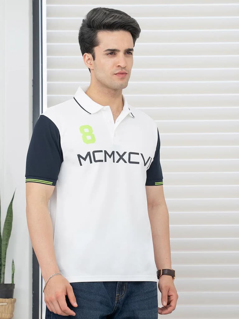 T Shirts for Men in White | Polyester Polo T Shirt — photo 2