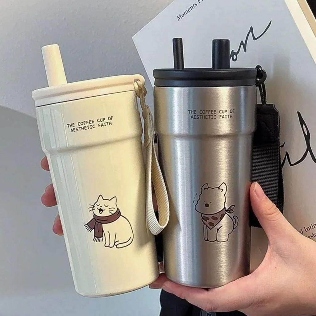 Aesthetic Stainless Steel Travel Mug With Straw — photo 2