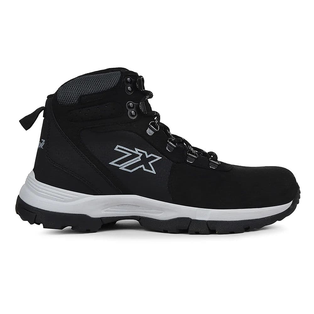 Leap7x Black Sports Lace-Up High Ankle Trekking Shoes For Men PLATINUM-E By Liberty — photo 2