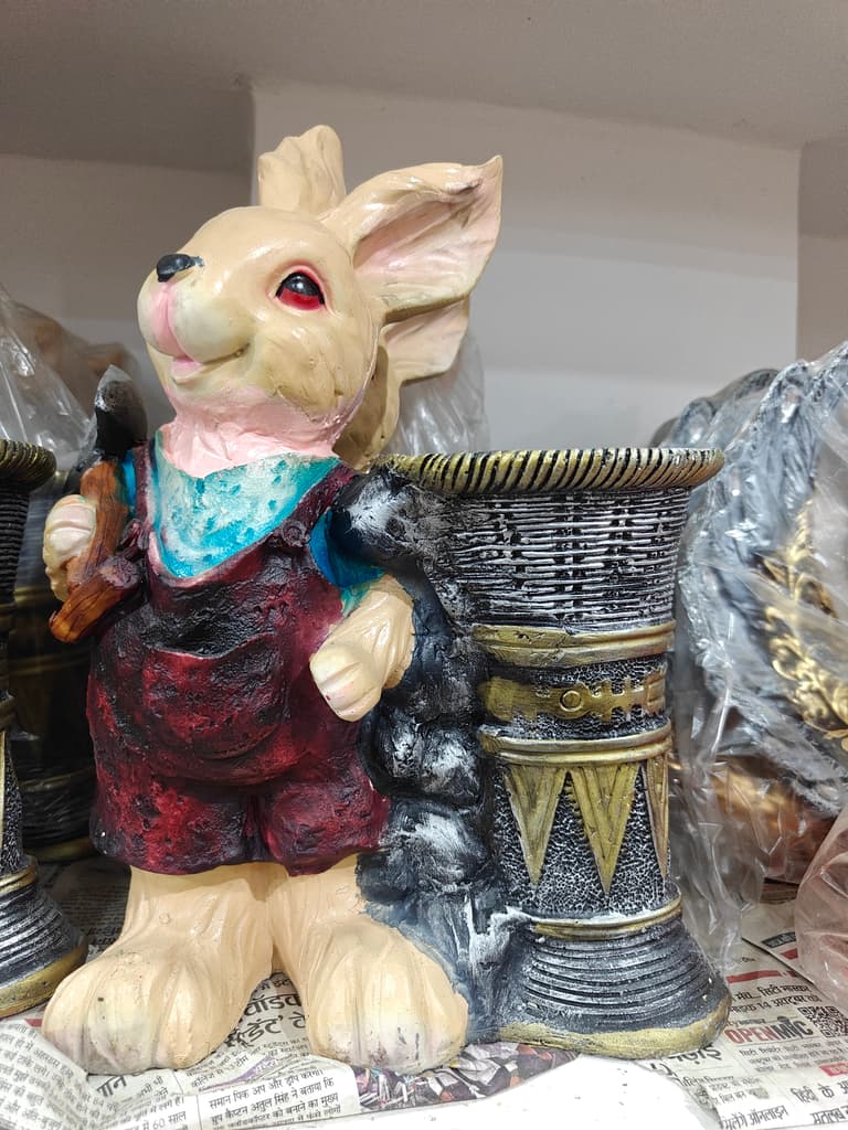 Rabbit Figurine | Decorative | Wood | Brown