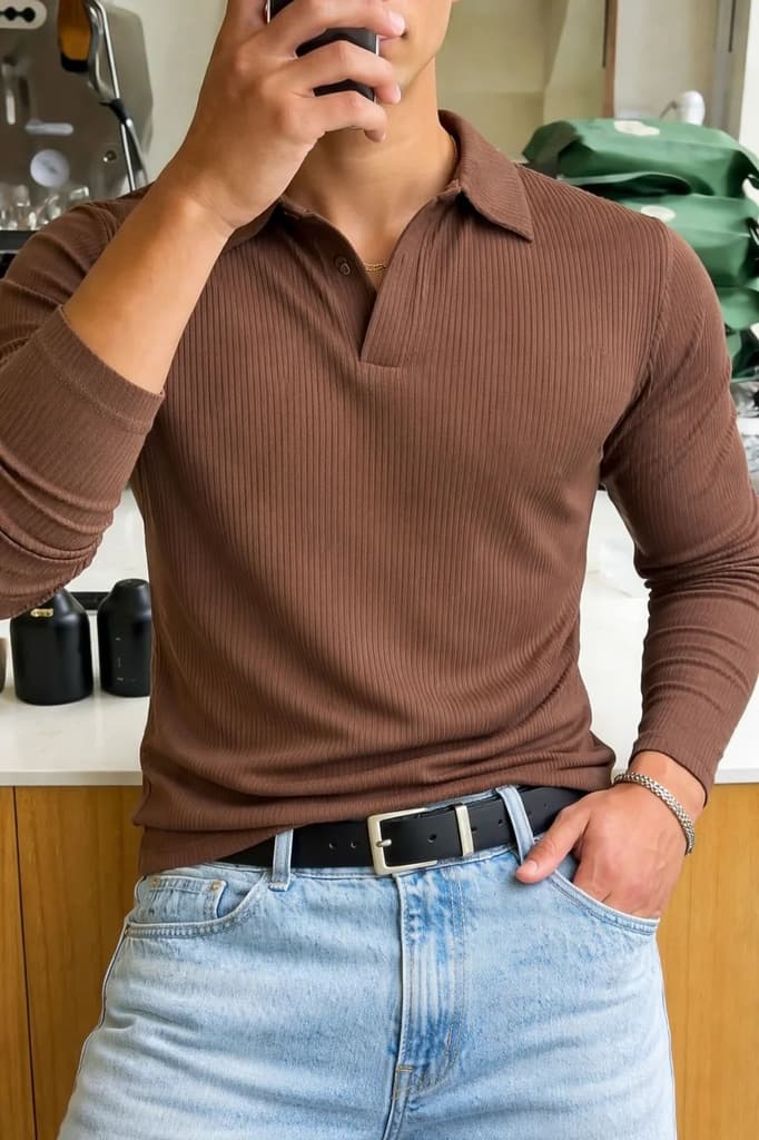 Classic Ribbed Full-Sleeve Polo — photo 9