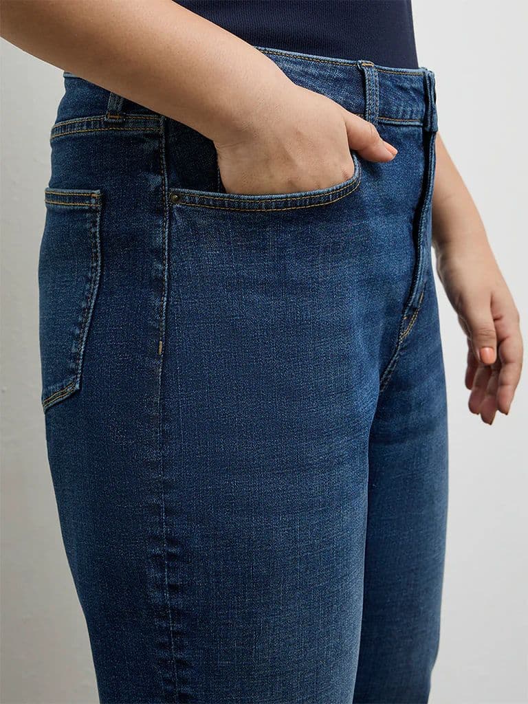 Gia Dark Blue High-Rise Capri Jeans — photo 3