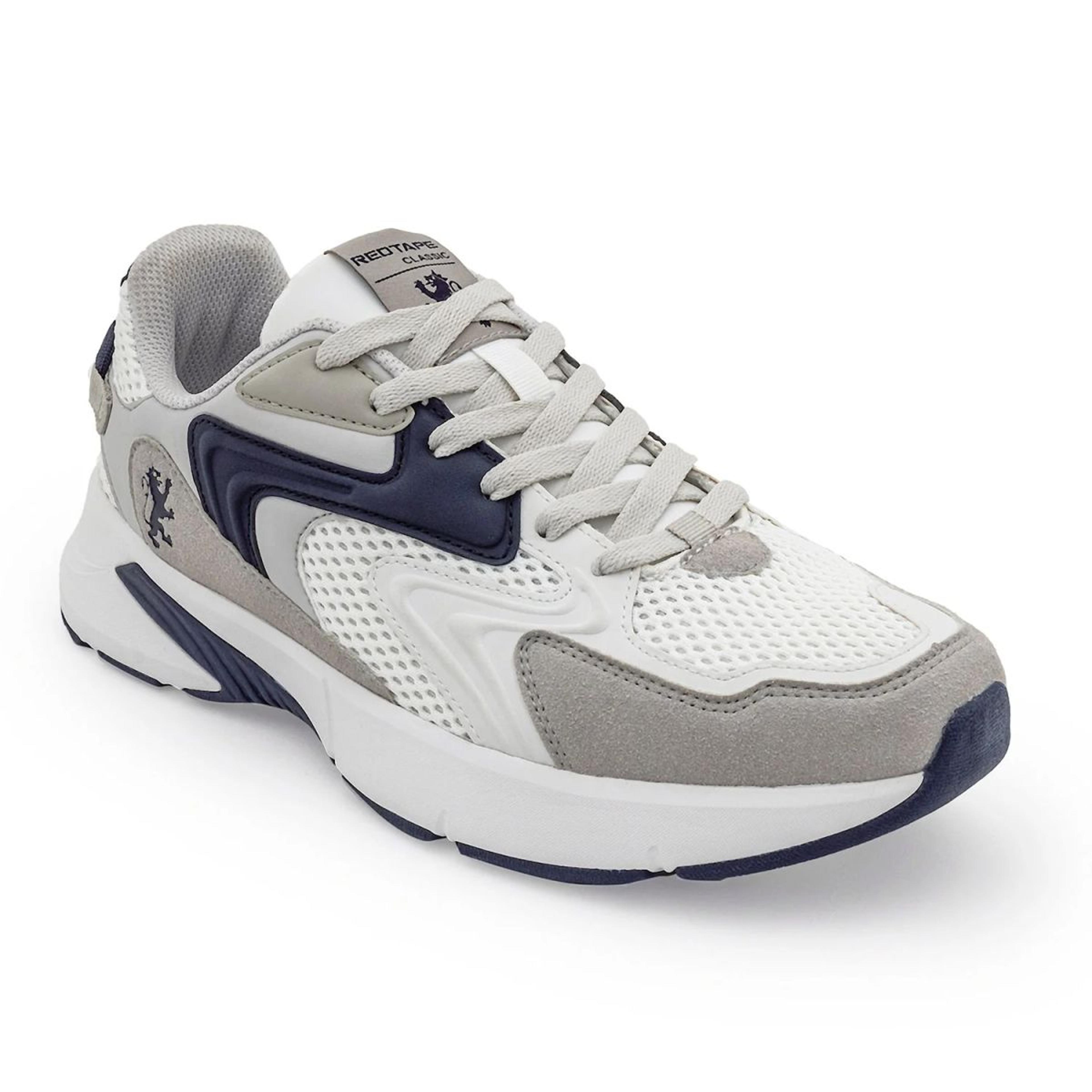 Sneakers for Men in White and Navy | Casual Low-Cut Lifestyle Shoes.
