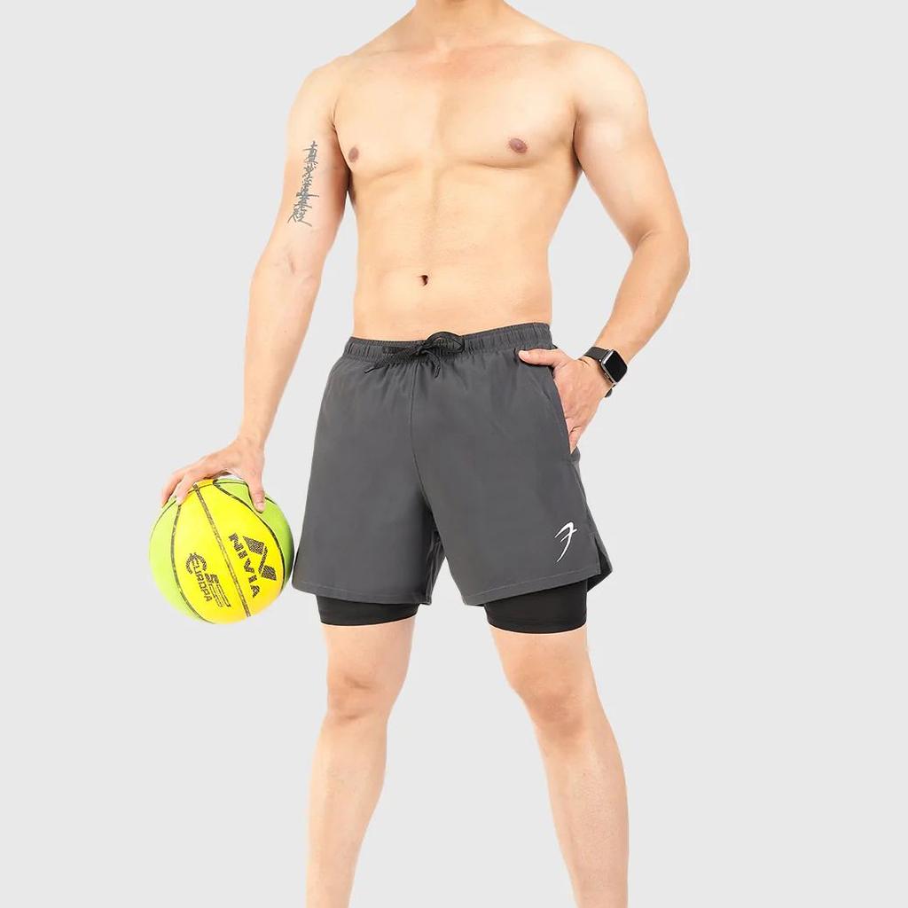 2 in 1 5" Compression Shorts Coal
