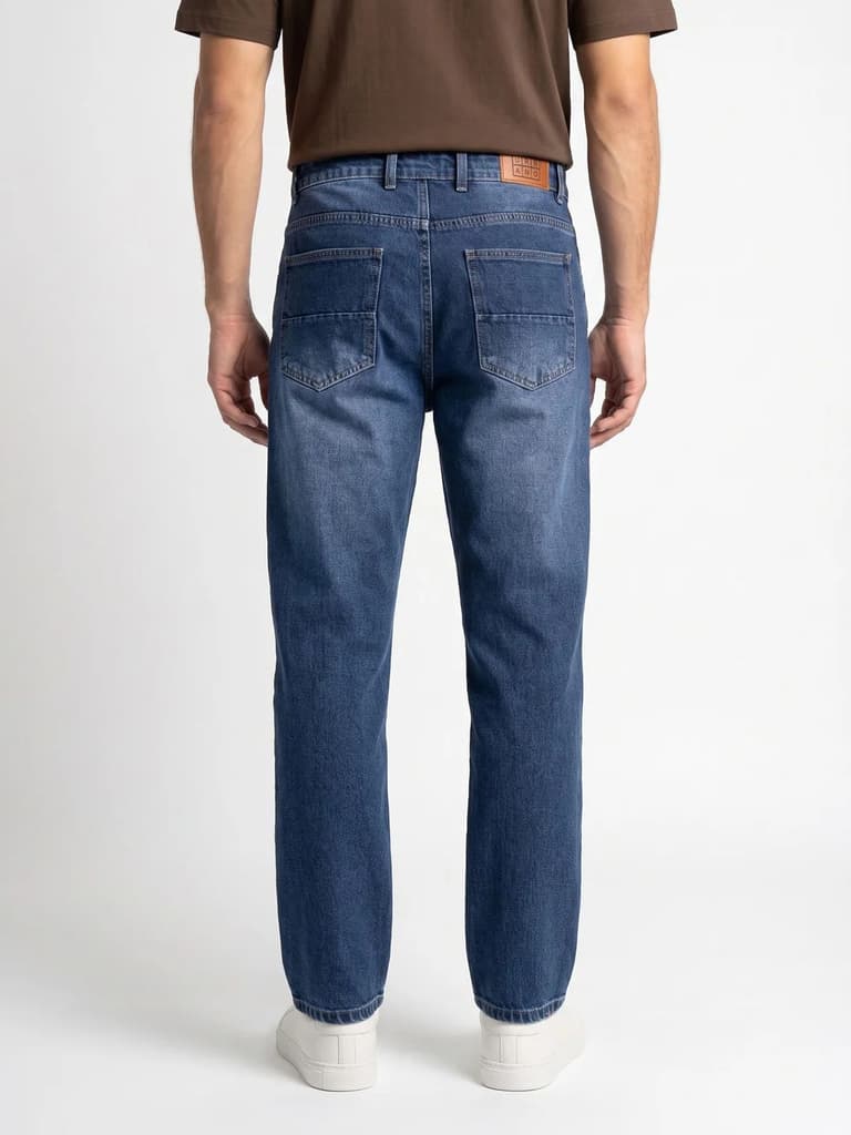 Men's Blue Relaxed Fit Washed Denim Jeans Non-Stretchable — photo 3