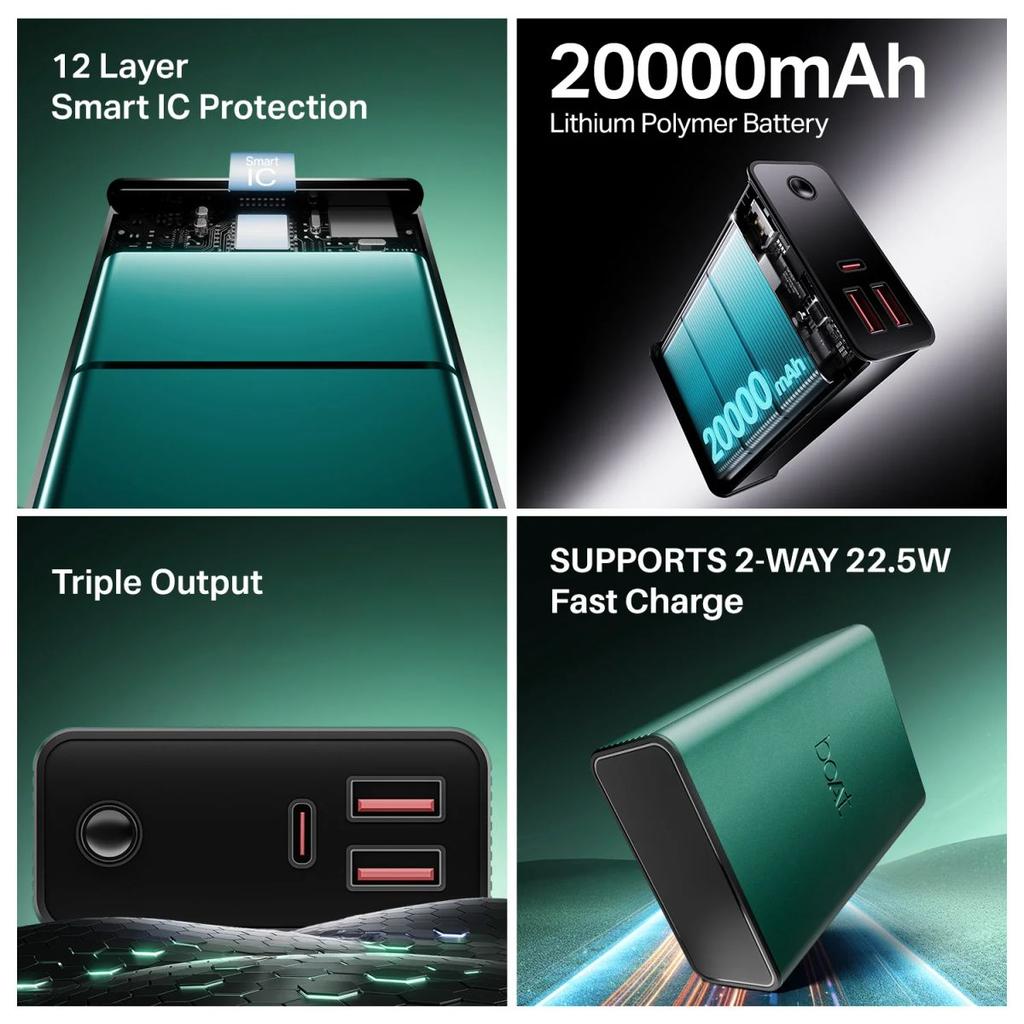 boAt Energyshroom PB400 Pro | 20000 mAh Powerbank with 2-way 22.5W fast charging,Pass-Through Charging, 12-Layer Smart IC Protection, Aluminium Casing & Compact — photo 3