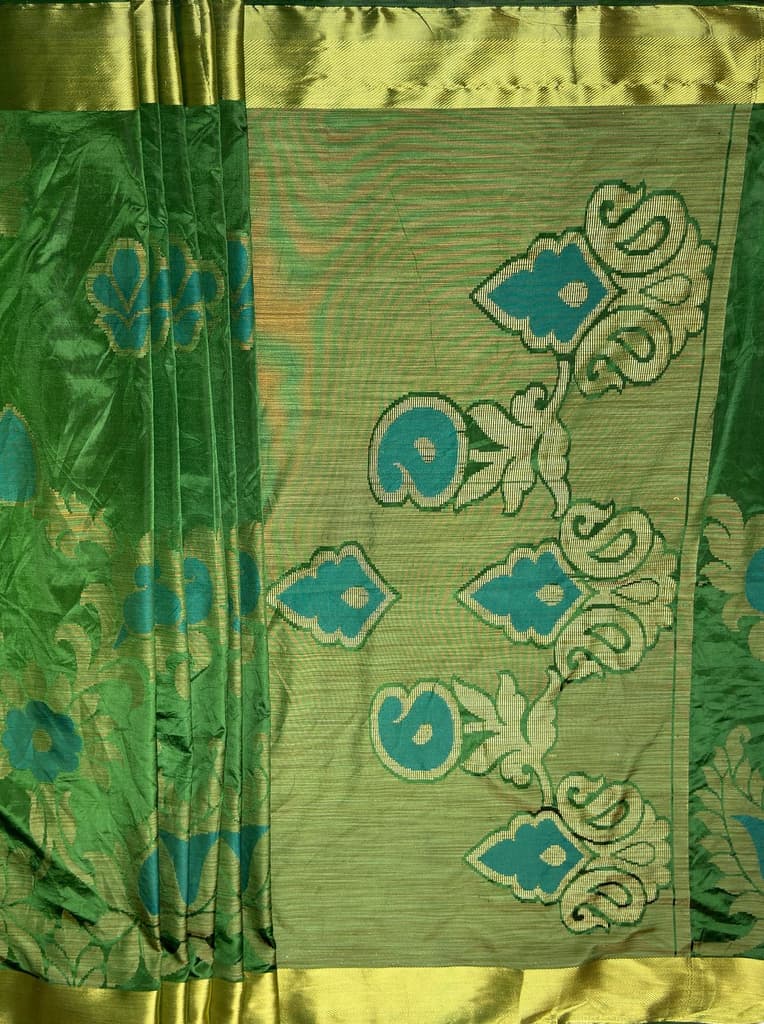 MIMOSA Women's Woven Design Mysore Silk Style Crepe Saree with Blouse Piece - Green ( SA00003135GRNFREE ) — photo 7