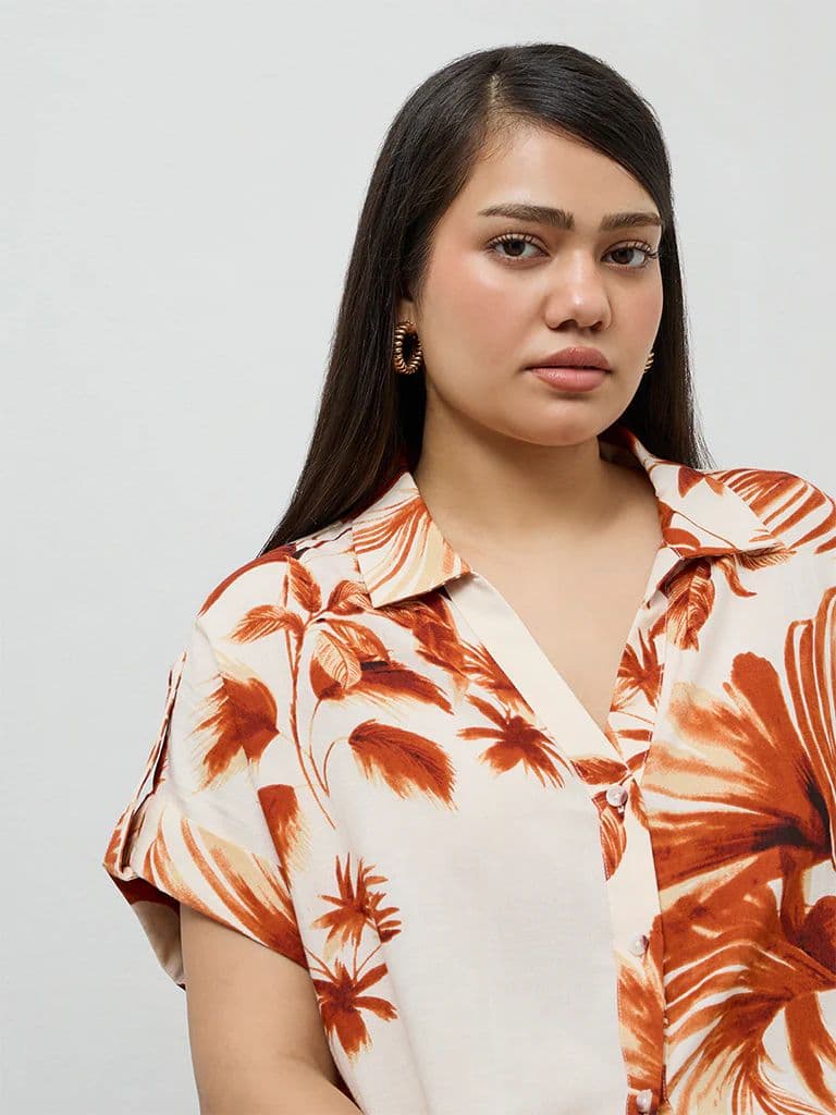 Gia Rust Foliage Printed Shirt — photo 3