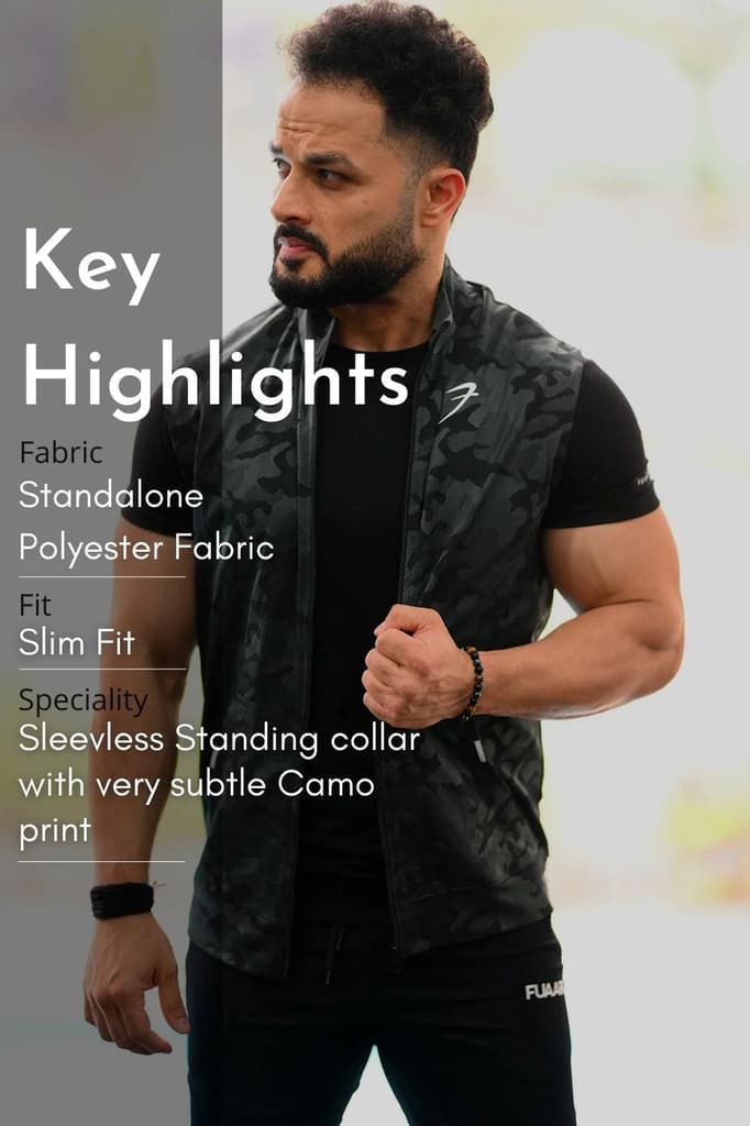 Camo Sleeveless Jacket Black — photo 6