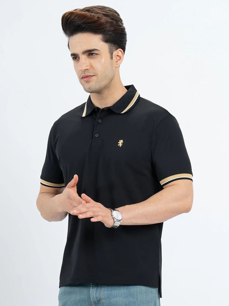 T Shirts for Men in Black | Polo Half Sleeve T Shirt — photo 2