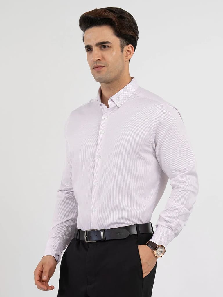 Shirts for Men in Purple | Dobby Stripe Full Sleeve Shirt — photo 2