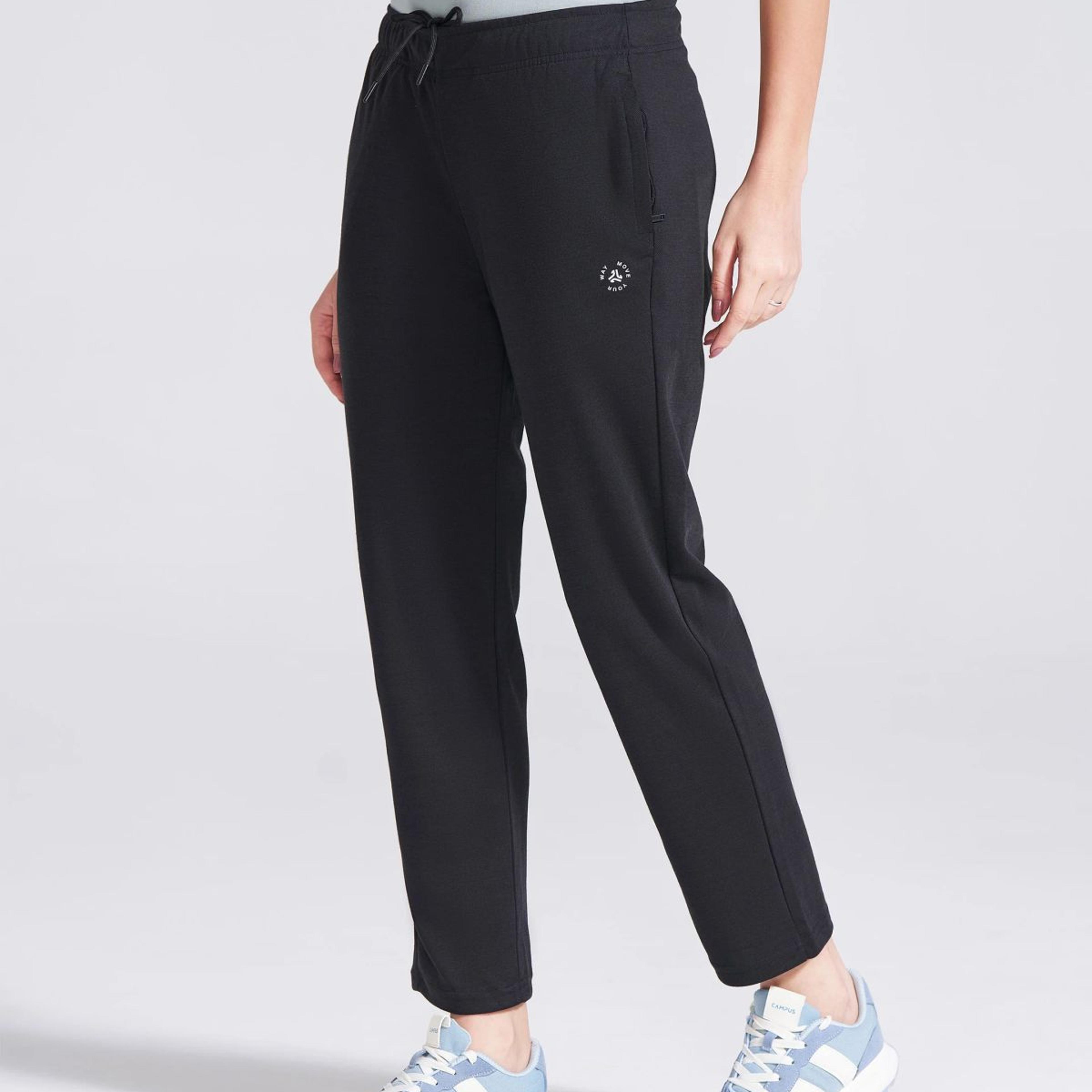 Women's Black Regular Fit Track Pants