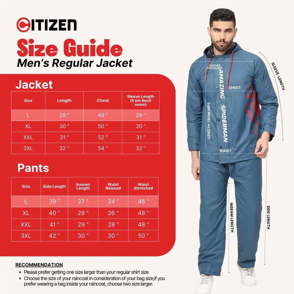 Citizen Men Reversible Raincoat With Pant Marvel Series Spiderman | CRO3 |Blue | L — photo 3