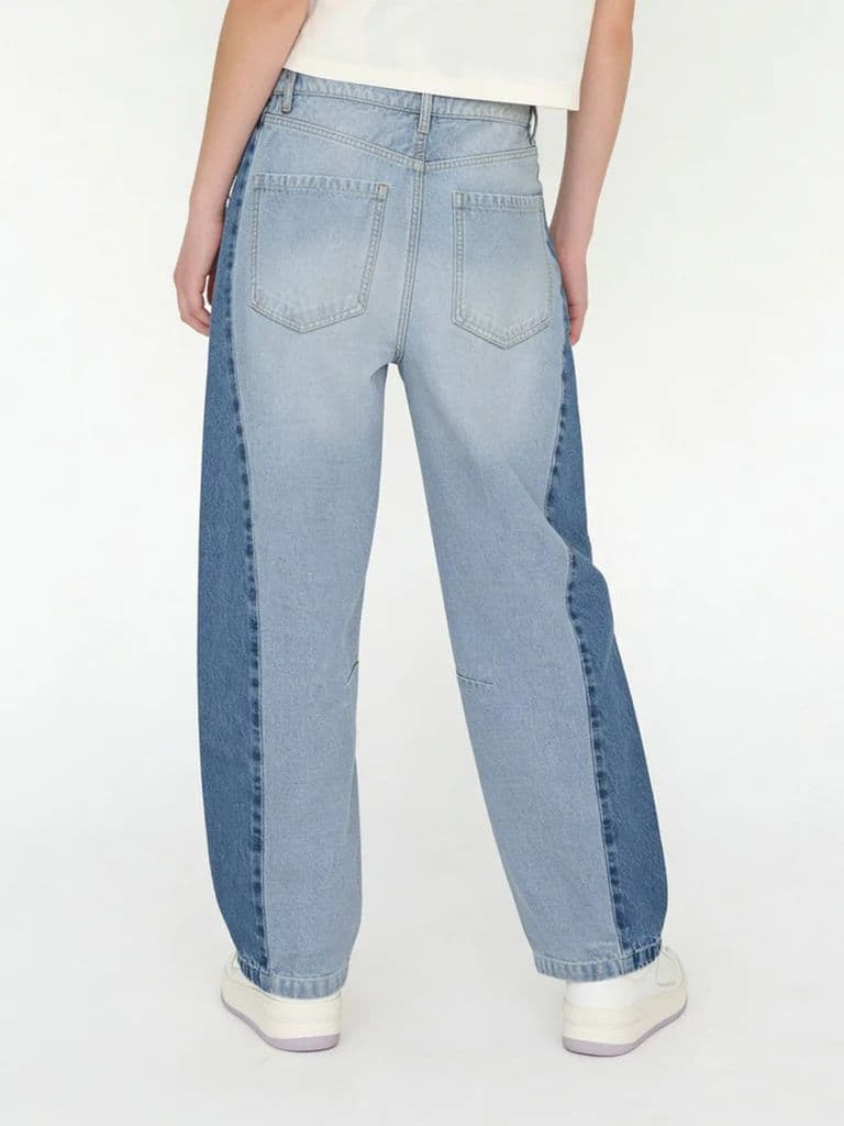 Y&F Kids Girls Blue Colour-Blocked High-Rise Jeans — photo 2