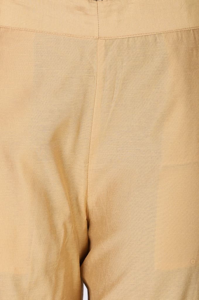 Gold Solid Chanderi Straight Fit Ankle Length Trousers — photo 6