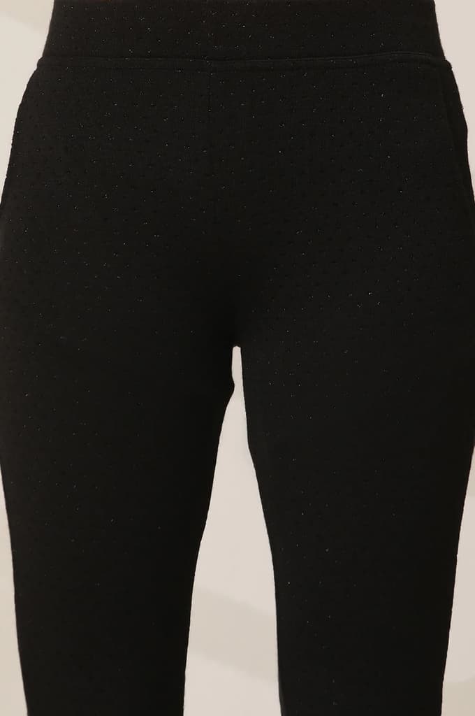 Black Solid Flared Pants With Elasticated Waist — photo 6