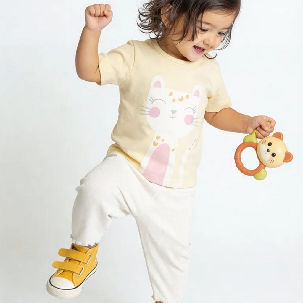 HOP Baby Girls Multicolour Printed Cotton T-Shirt and Pants Set