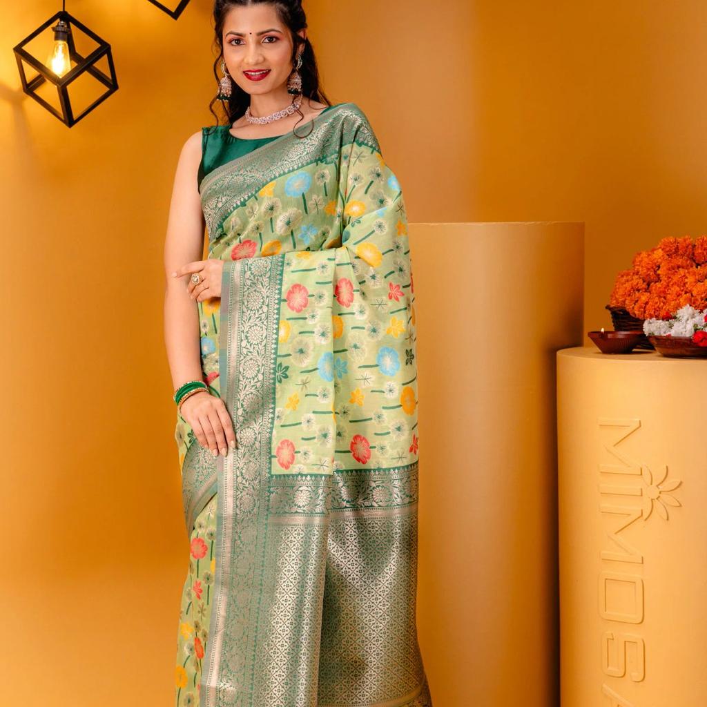 Mimosa Women's Woven Design Repated Style Art Silk Saree With Blouse Piece : SA00001583PSFREE