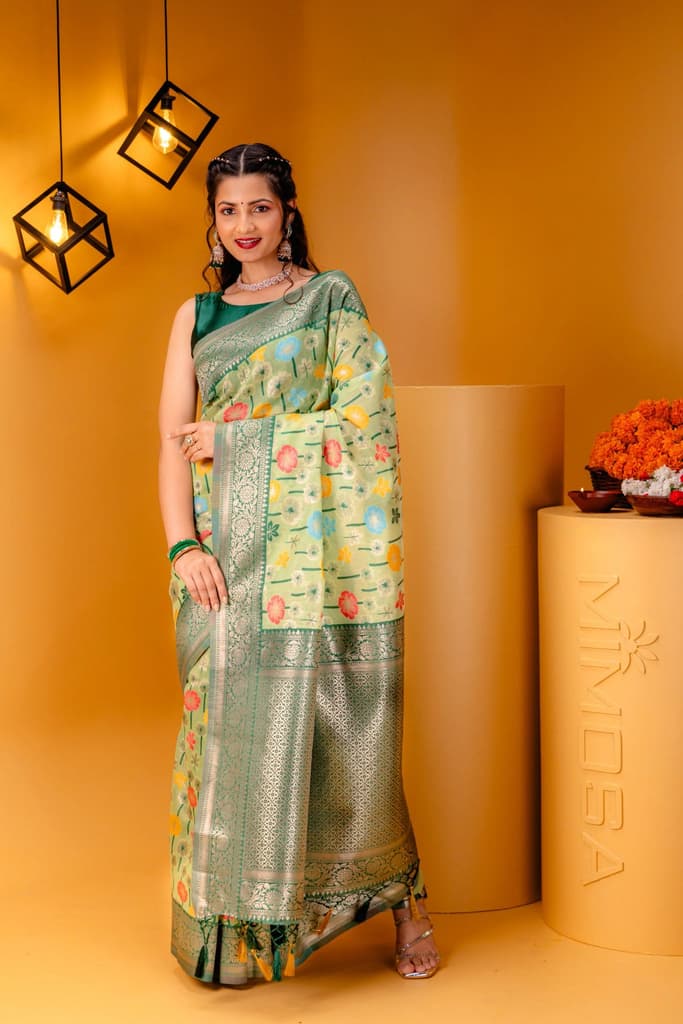 Mimosa Women's Woven Design Repated Style Art Silk Saree With Blouse Piece : SA00001583PSFREE — Pista
