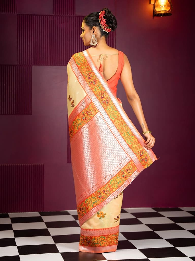 Mimosa Women's Woven Design Banarasi Style Art Silk Saree With Blouse Piece : SA00001992YLWFREE — photo 4