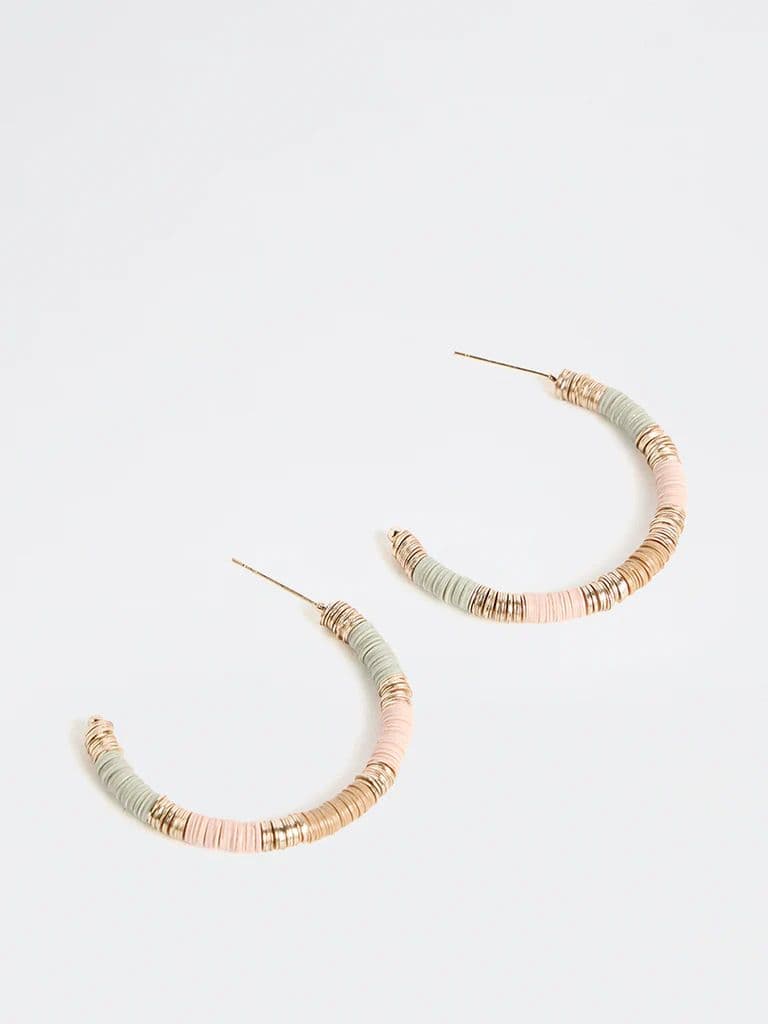 Westside Accessories Multi Color Beaded Hoop Earrings — photo 2