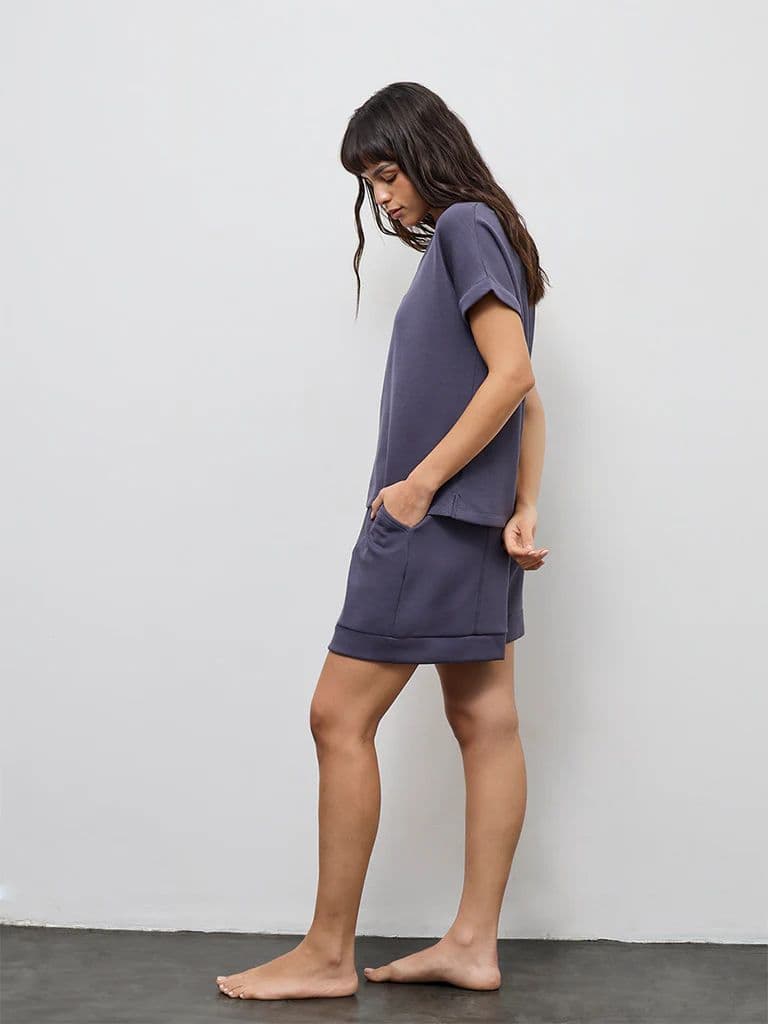 Wunderlove Charcoal Solid V-Neck Top — photo 2