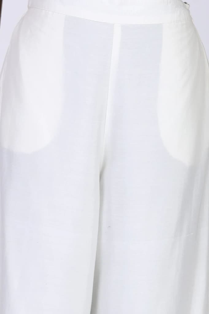 White Lace Floral Printed Straight Kurta With Parallel Pants And Brasso Dupatta Set — photo 7