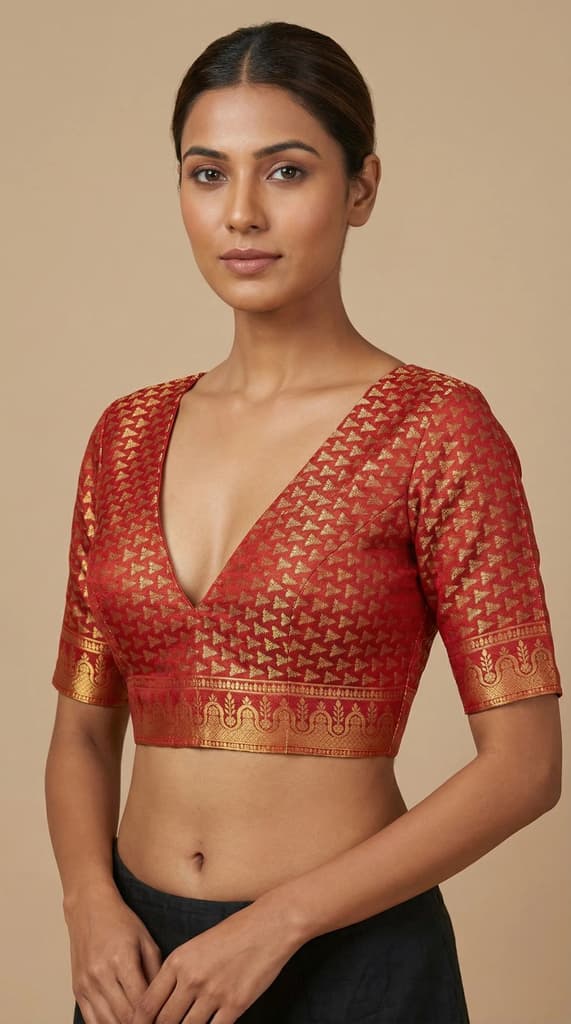 MIMOSA Women's Woven Design Mysore Silk Style Crepe Saree with Blouse Piece - Maroon ( SA00003122MRFREE ) — photo 5