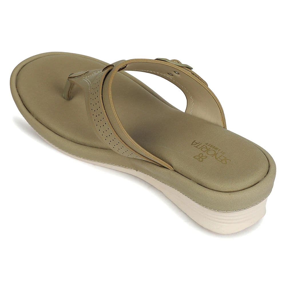 Senorita Beige Casual Wedge Heel Sandal for Women SGL-11 by Liberty — photo 4
