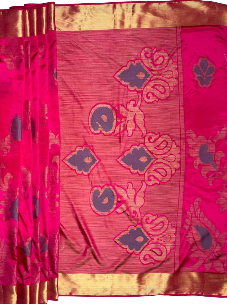 MIMOSA Women's Woven Design Mysore Silk Style Crepe Saree with Blouse Piece - Rani ( SA00003135RNFREE ) — photo 7