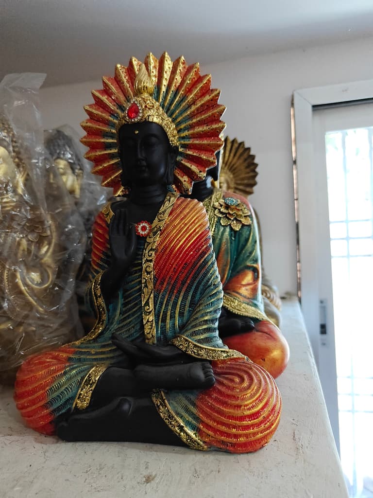 Black Buddha Statue | Gold Trim | Meditation Aid | Decorative