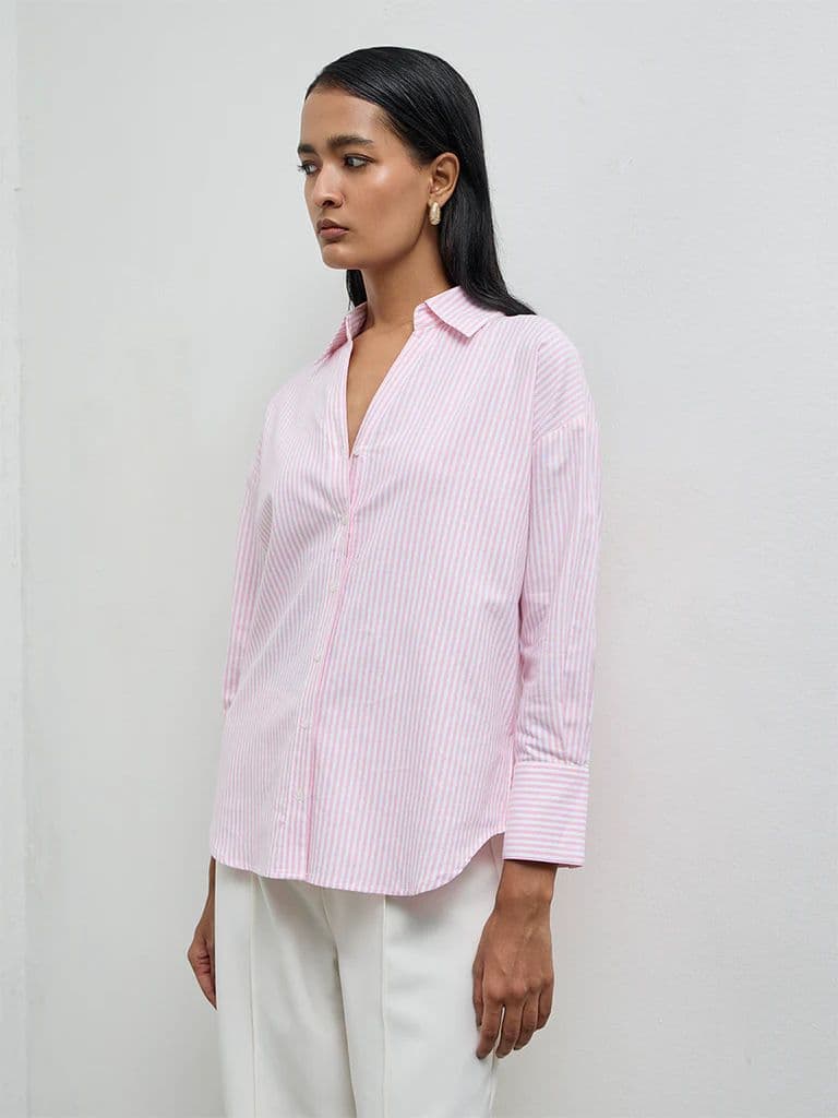 Wardrobe Pink Striped Cotton Shirt