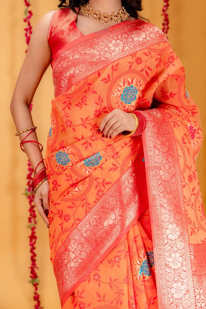 Mimosa Women's Woven Design Kanjivaram Style Art Silk Saree With Blouse Piece : SA00001599PCFREE — photo 3