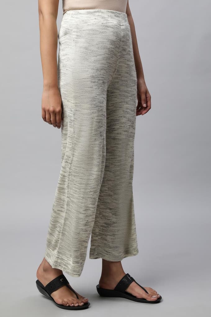 Grey Solid Straight Fit Palazzo With Elasticated Waist — photo 4