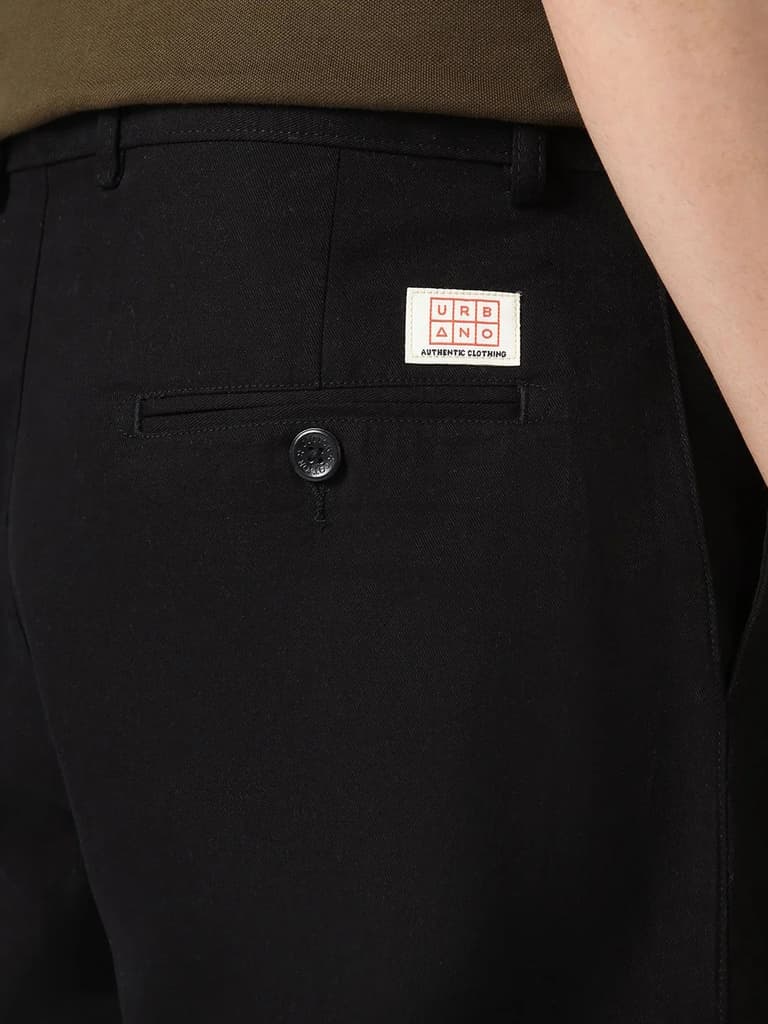 Men's Black Loose Baggy Fit Solid Chino Trousers Non-Stretchable — photo 5