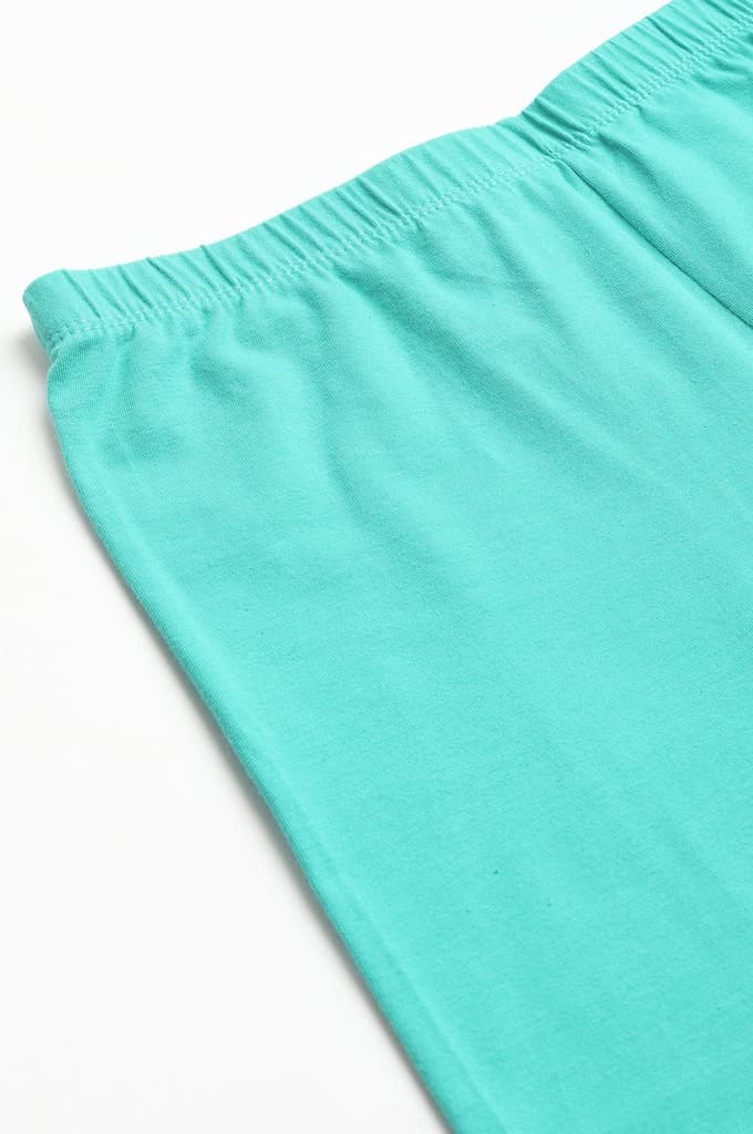 Light Blue Solid Skinny Fit Cotton Churidar With Elasticated Waistband — photo 7