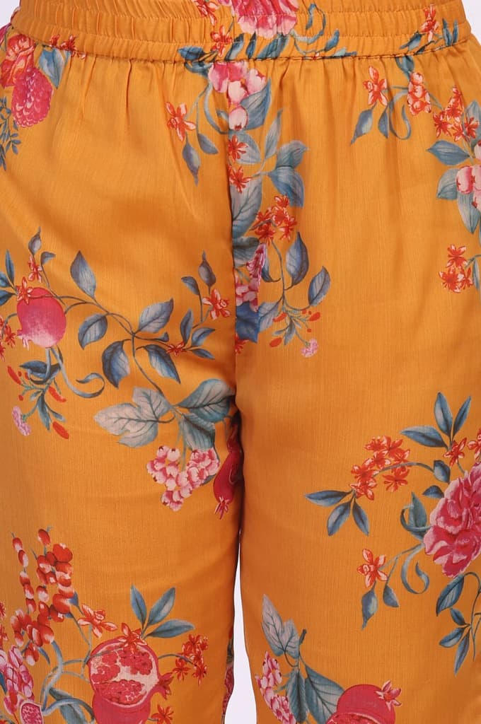 Orange Floral Printed Sequined Flared Chiffon Kaftan with Pant Set — photo 7