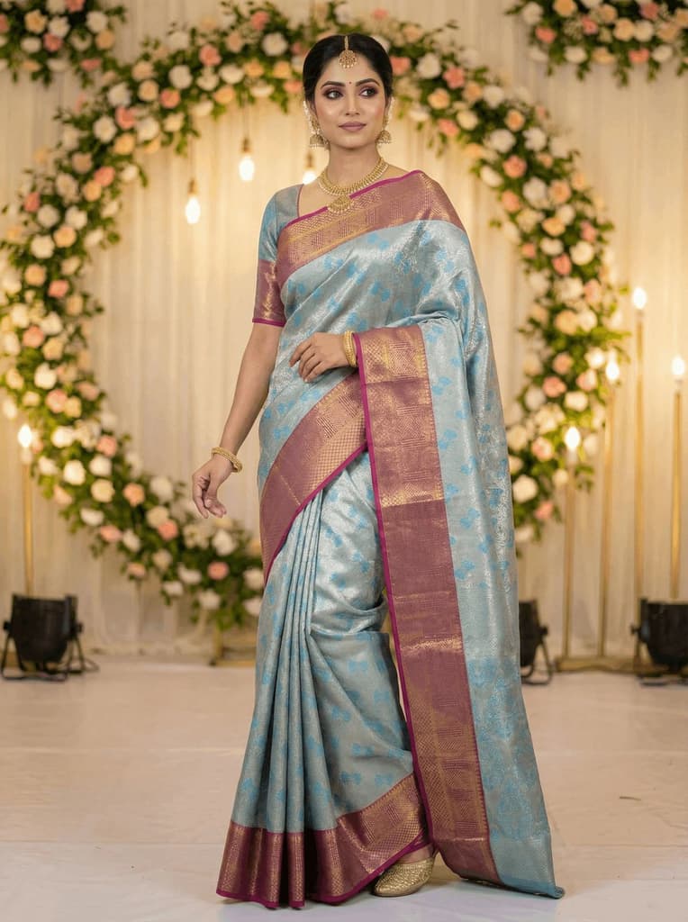 MIMOSA Women's Woven Design Kanjivaram Style Art Silk Saree with Blouse Piece - Ananda (SA00002804ANFREE) — photo 3