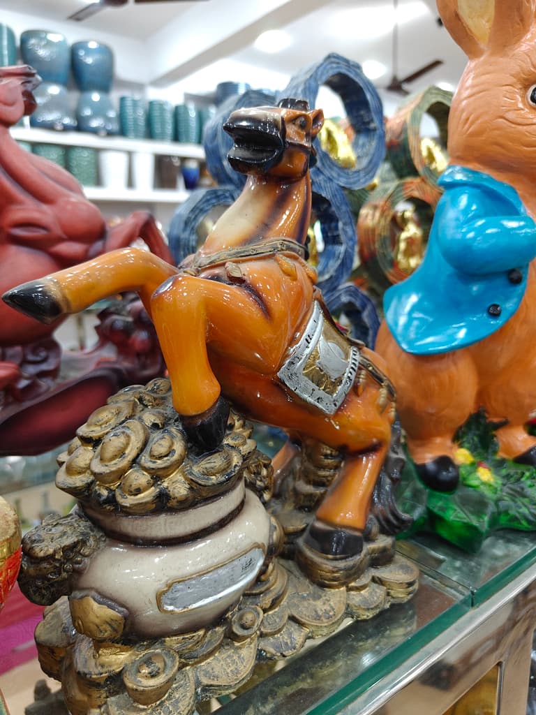 Orange Horse Figurine | Decorative | Ceramic | Animal