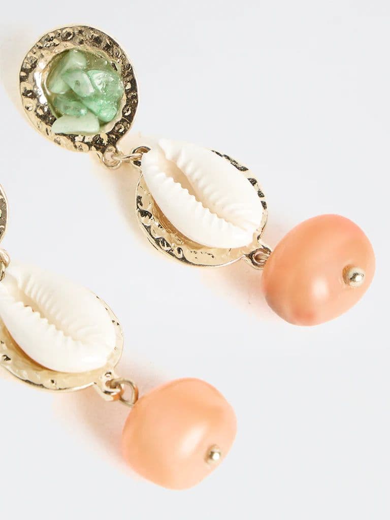Westside Accessories Multicolour Shell and Bead Dangler Earrings — photo 3