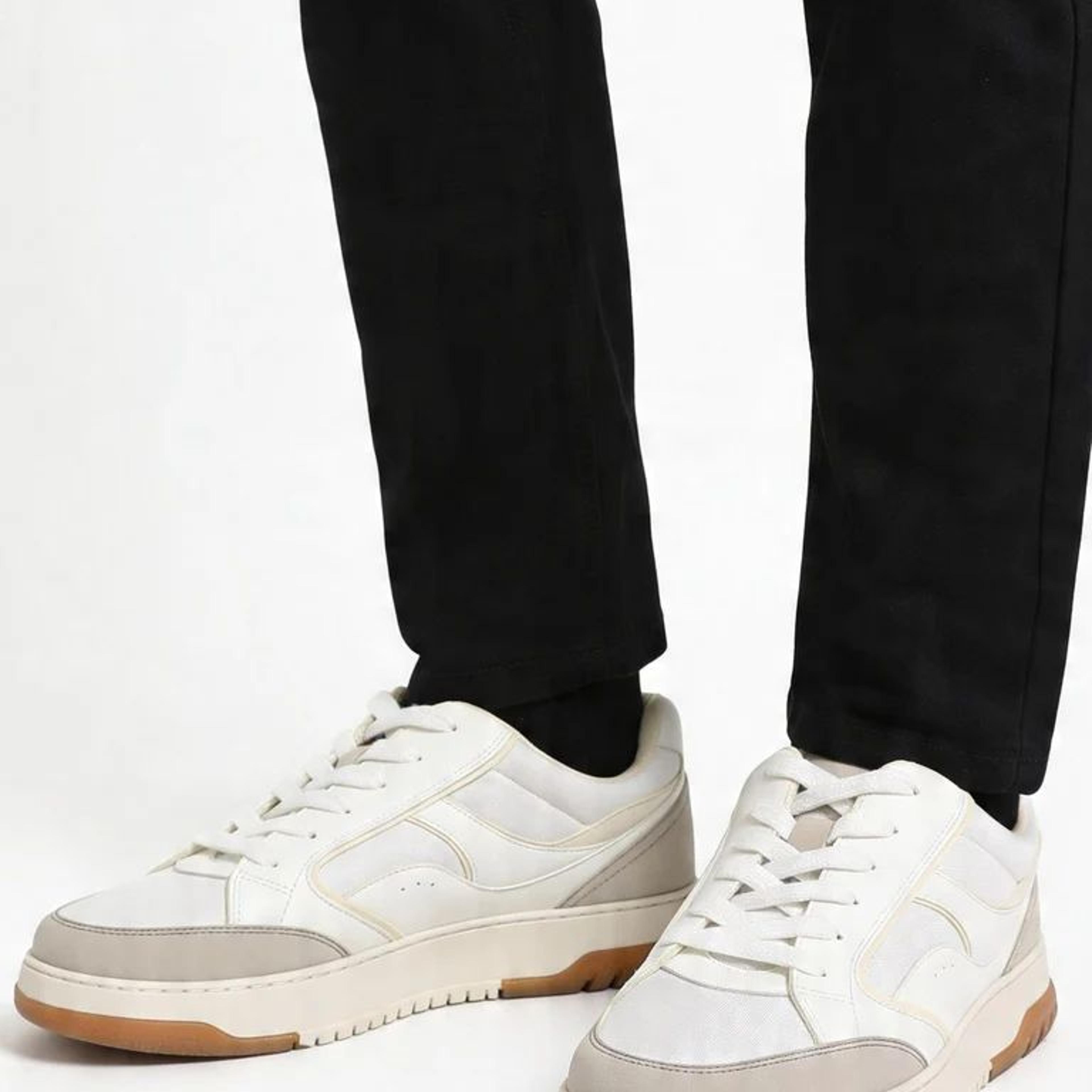 SOLEPLAY White Mesh Detailed Lace-Up Sneakers