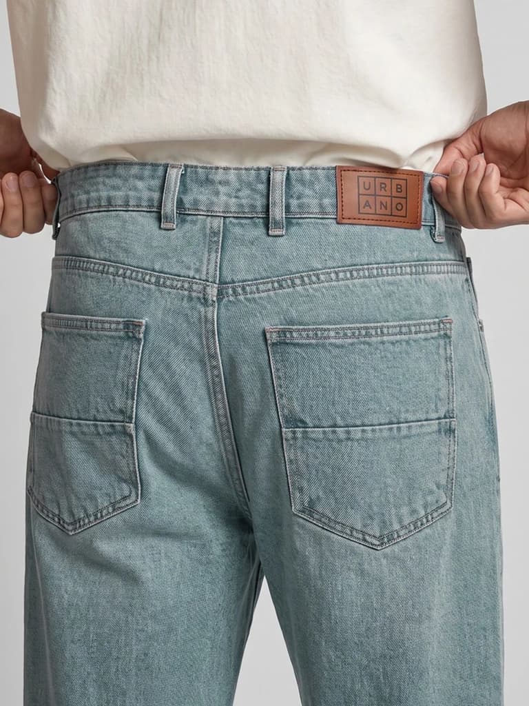 Men's Ice Blue Relaxed Fit Washed Denim Jeans Non-Stretchable — photo 6