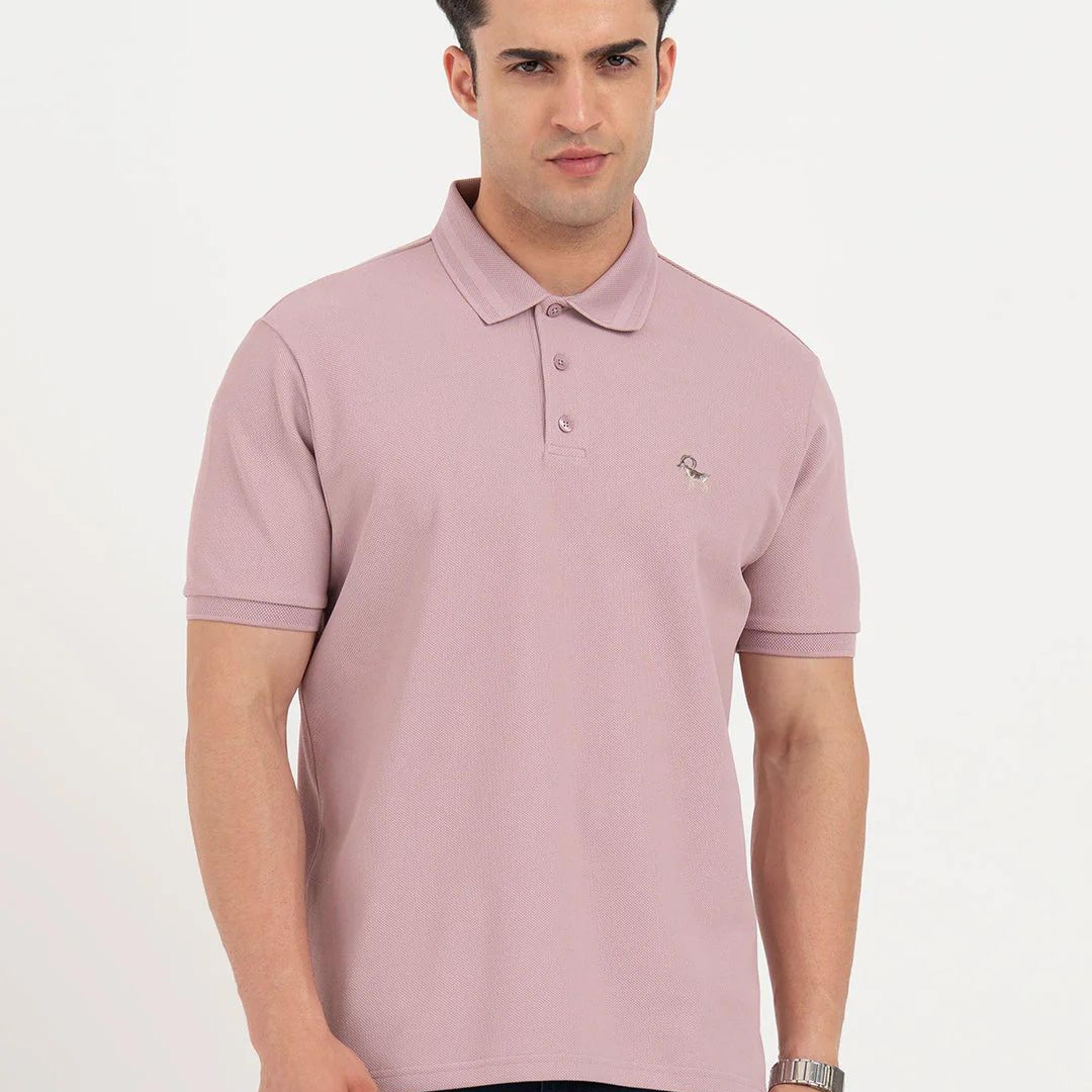 Polo T Shirts for Men in Light Mauve | Classic Polo T Shirts
