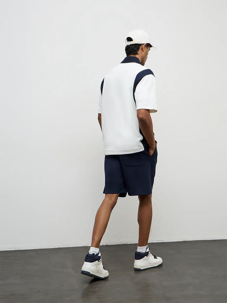 Nuoflexx Navy Relaxed-Fit Mid-Rise Cotton-Blend Shorts — photo 4