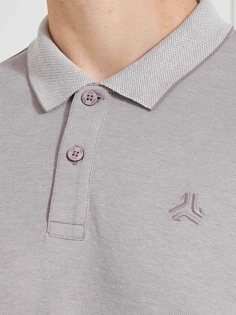 Men's Mauve Solid Polo Collar T-Shirt — photo 3